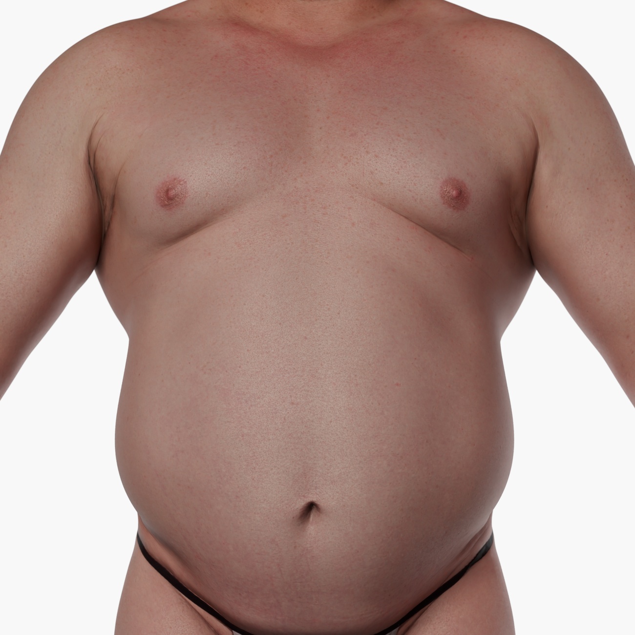 Male 3D body scan torso render skin details 